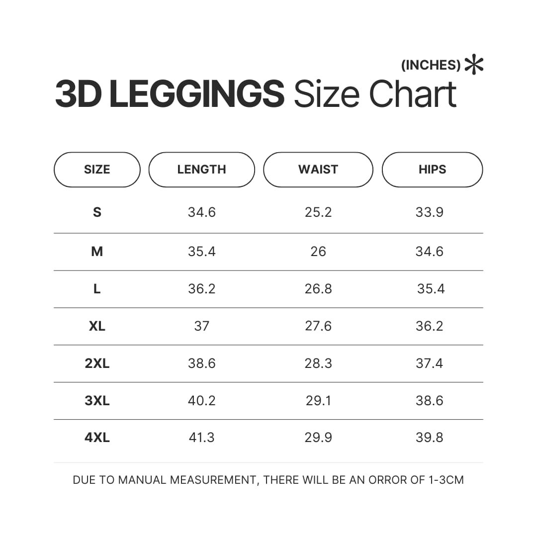 Leggings Size Chart - Persona Merch