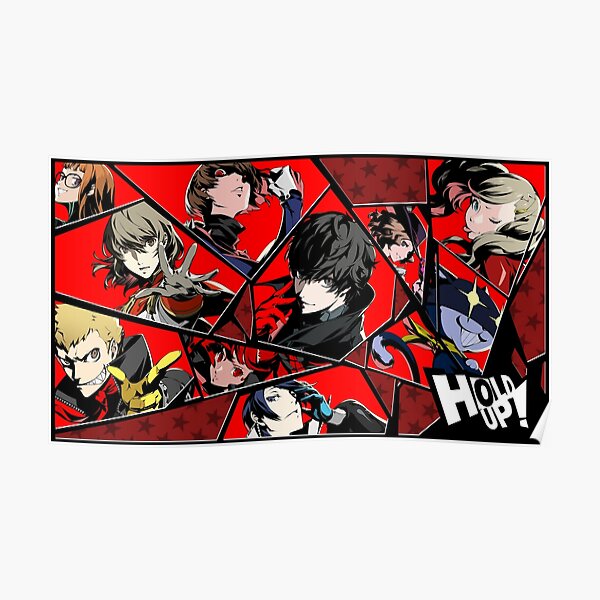 Persona 5 Royal Hold Up Shattered Glass Group Collage Poster